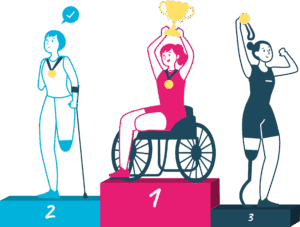 illustration podium handisport 3 gagnantes