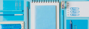 bureau et papeterie de bureau univers bleu